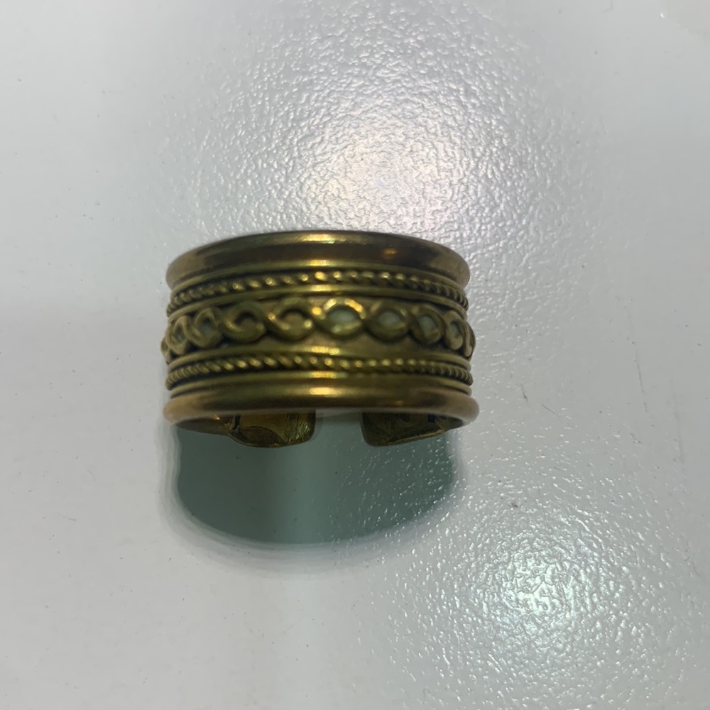 Vintage Solid Brass Braided Design Adjustable Rin… - image 6